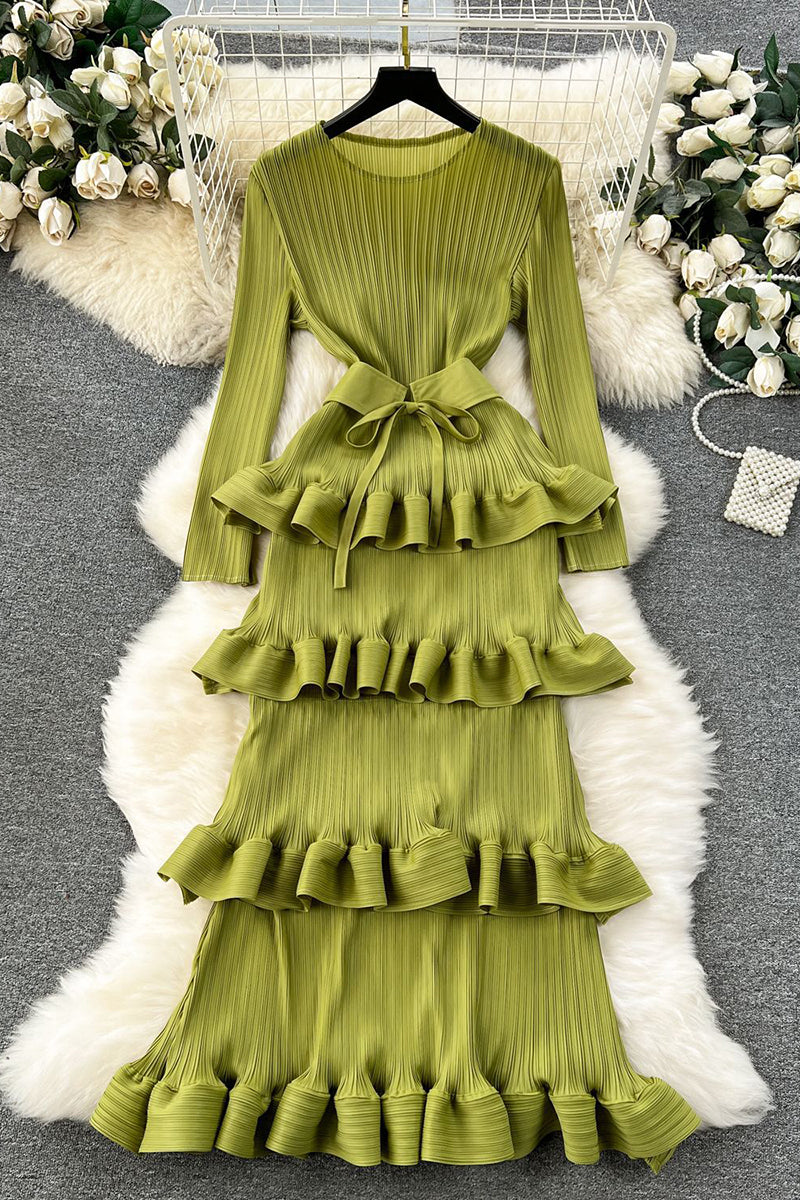 Tiered Ruffle Long Sleeve Casual Dress