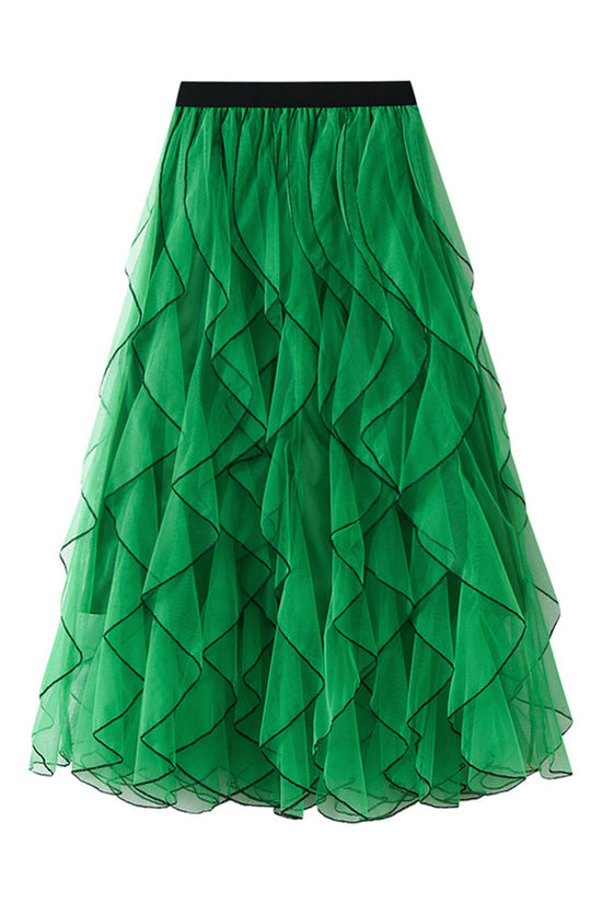 Ruffled Elegance Midi Skirt