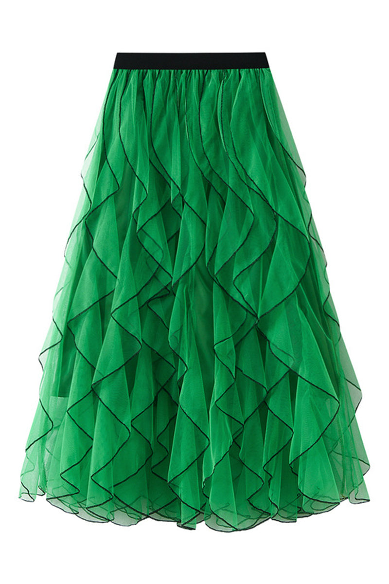 Ruffled Elegance Midi Skirt