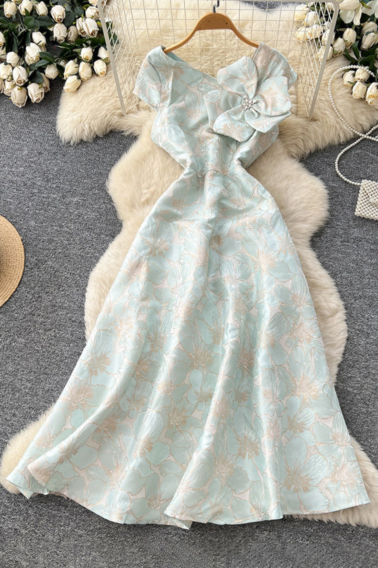 Floral Bow Casual Maxi Dress