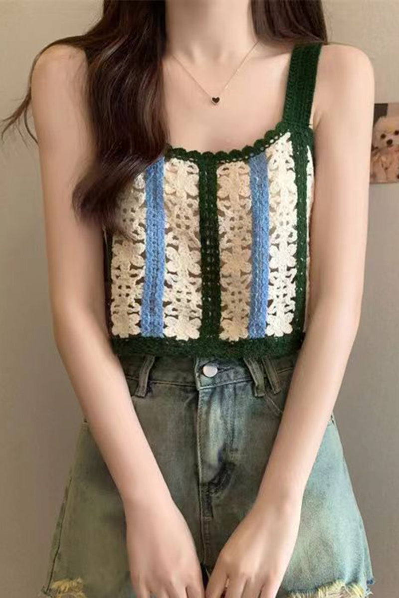 Crochet Floral Patchwork Tank Top