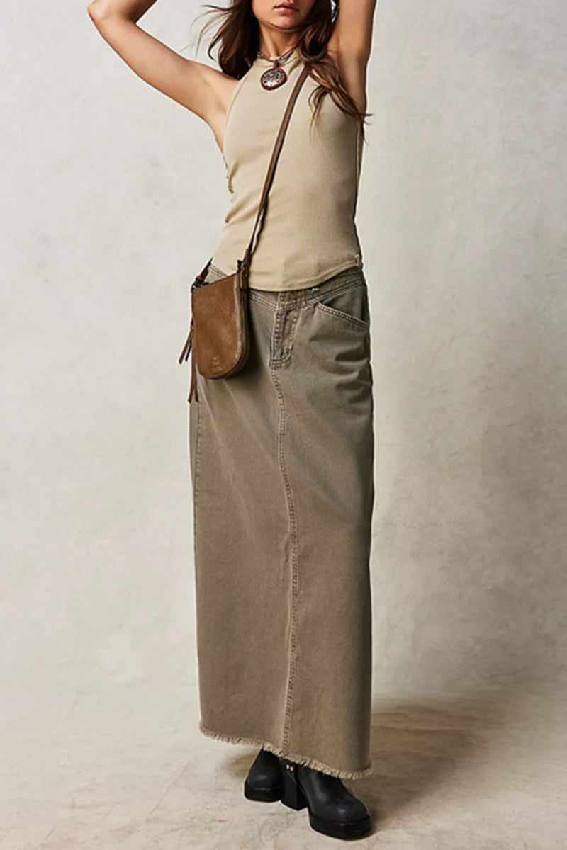 Long Denim Skirt