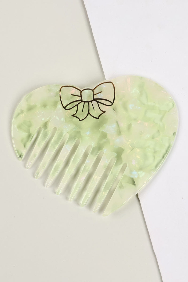Heart-Shaped Bow Accent Hair Comb
