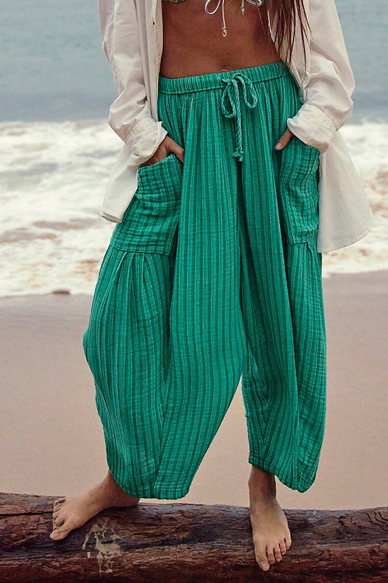 Relaxed Fit Striped Drawstring Pants