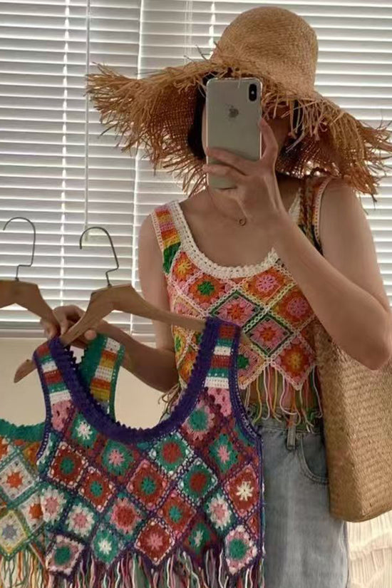 Crochet Floral Patchwork Tank Top