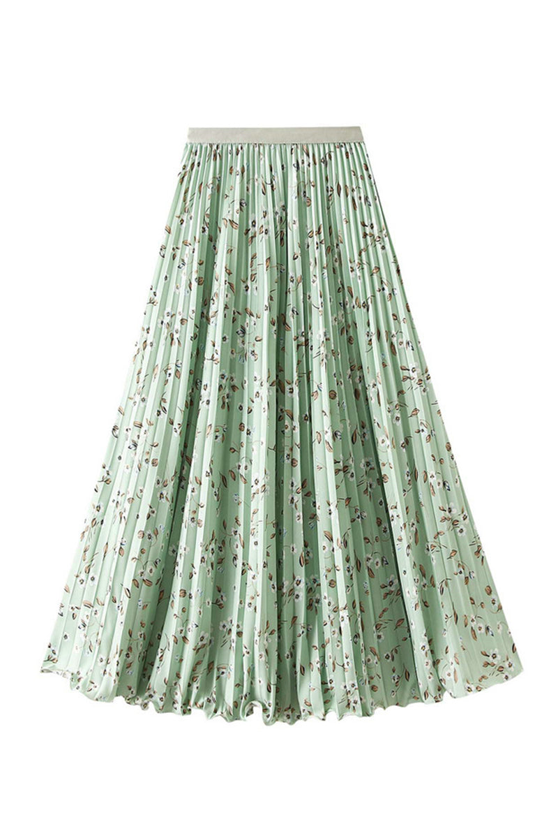 Floral Pleated Midi Skirt