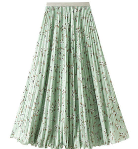 Floral Pleated Midi Skirt