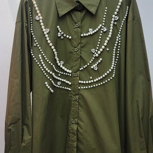 Embellished Button-Up Blouse