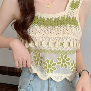 Crochet Floral Patchwork Tank Top