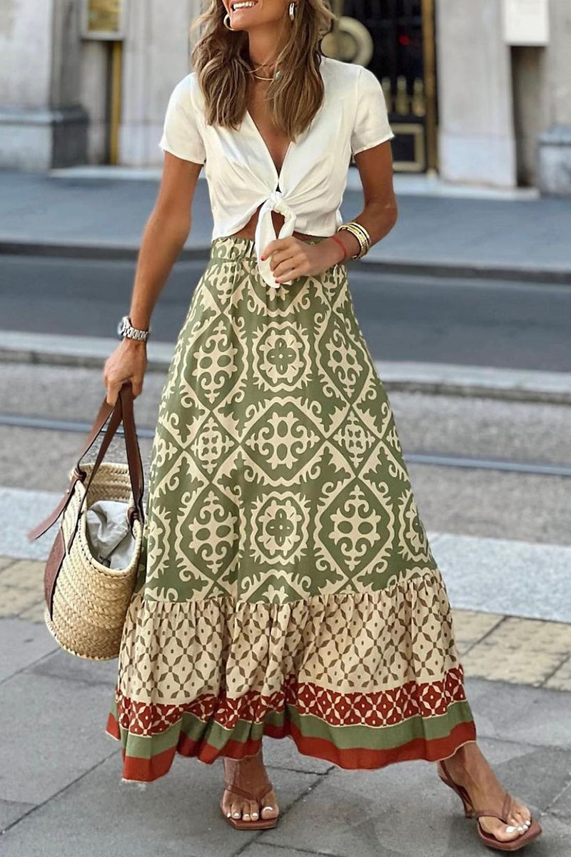 Geo Pattern Midi Skirt