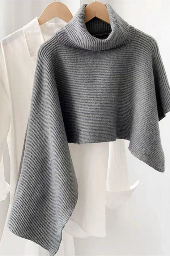 Turtleneck Knit Cape Shrug