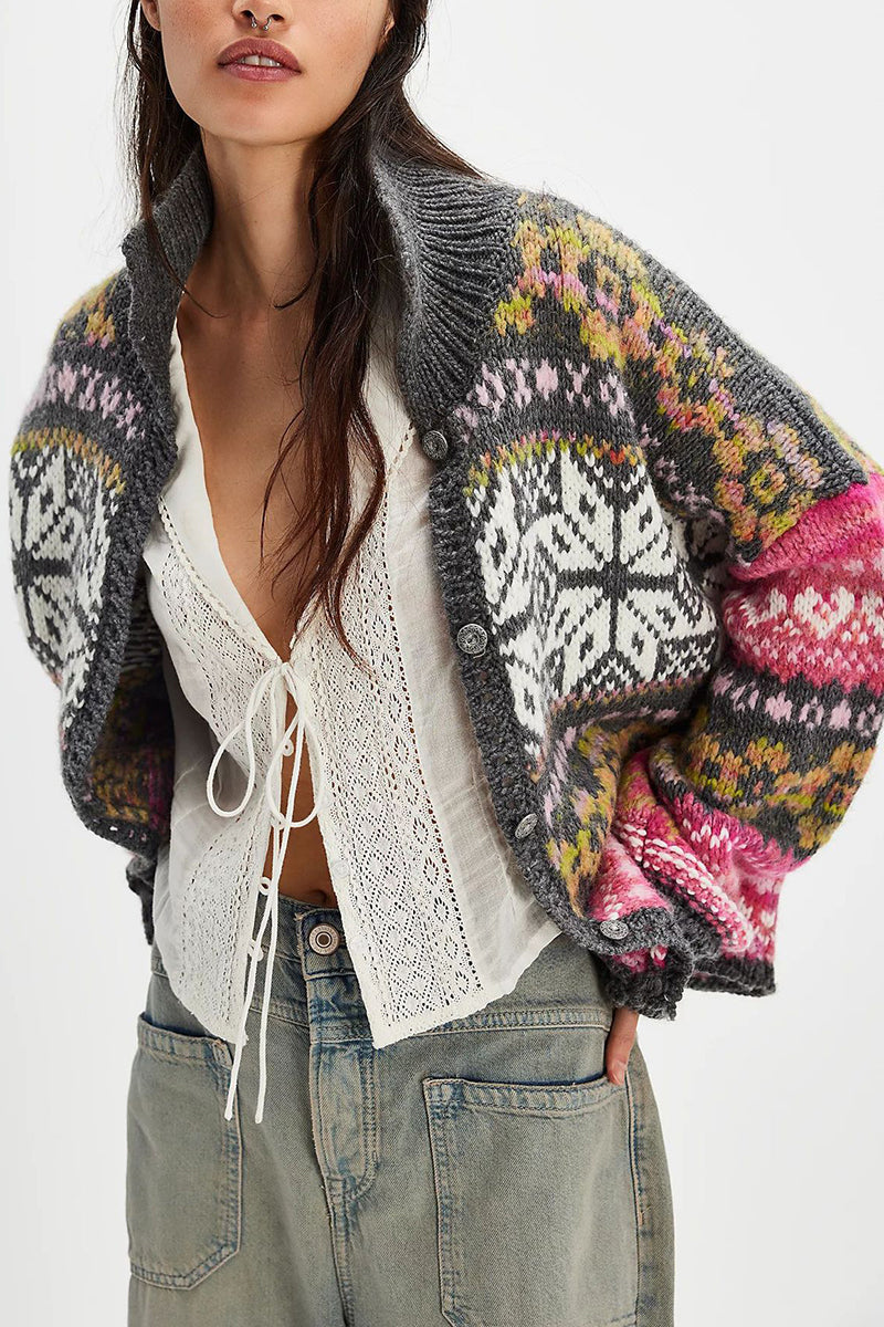 Vintage Pattern Knit Cardigan