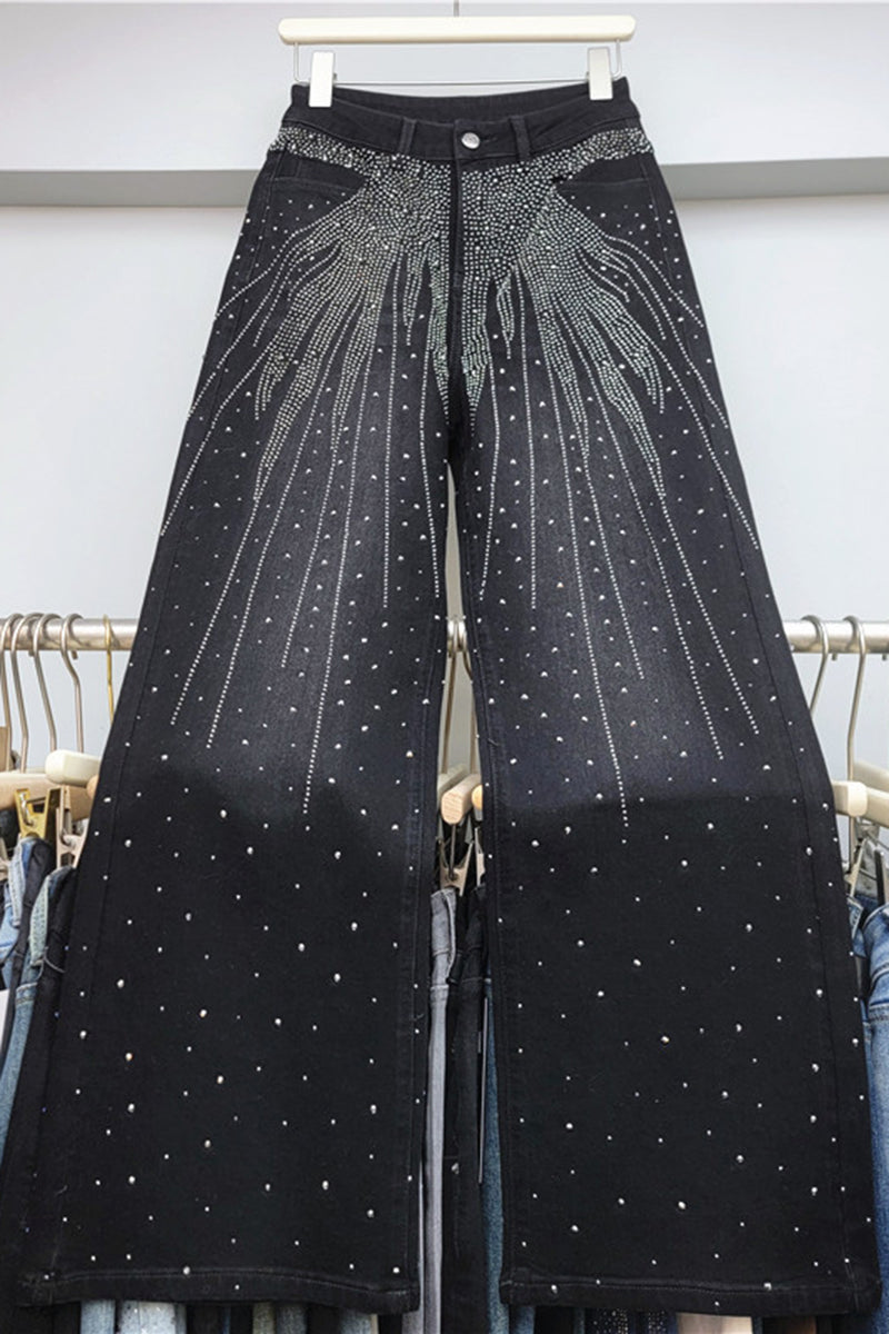 Embellished Wide Leg Jeans