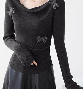Butterfly Embellished Long Sleeve Top