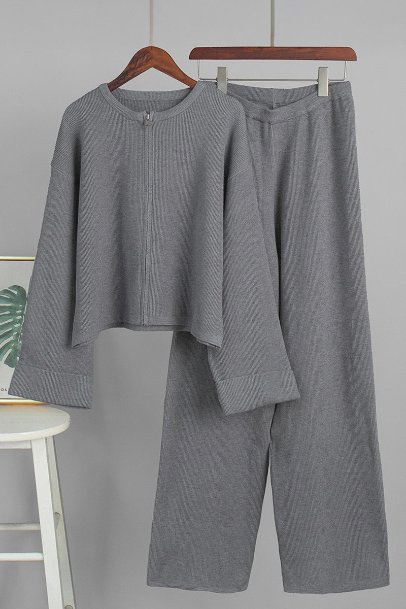 Cozy Chic Zip-Up Pants Set