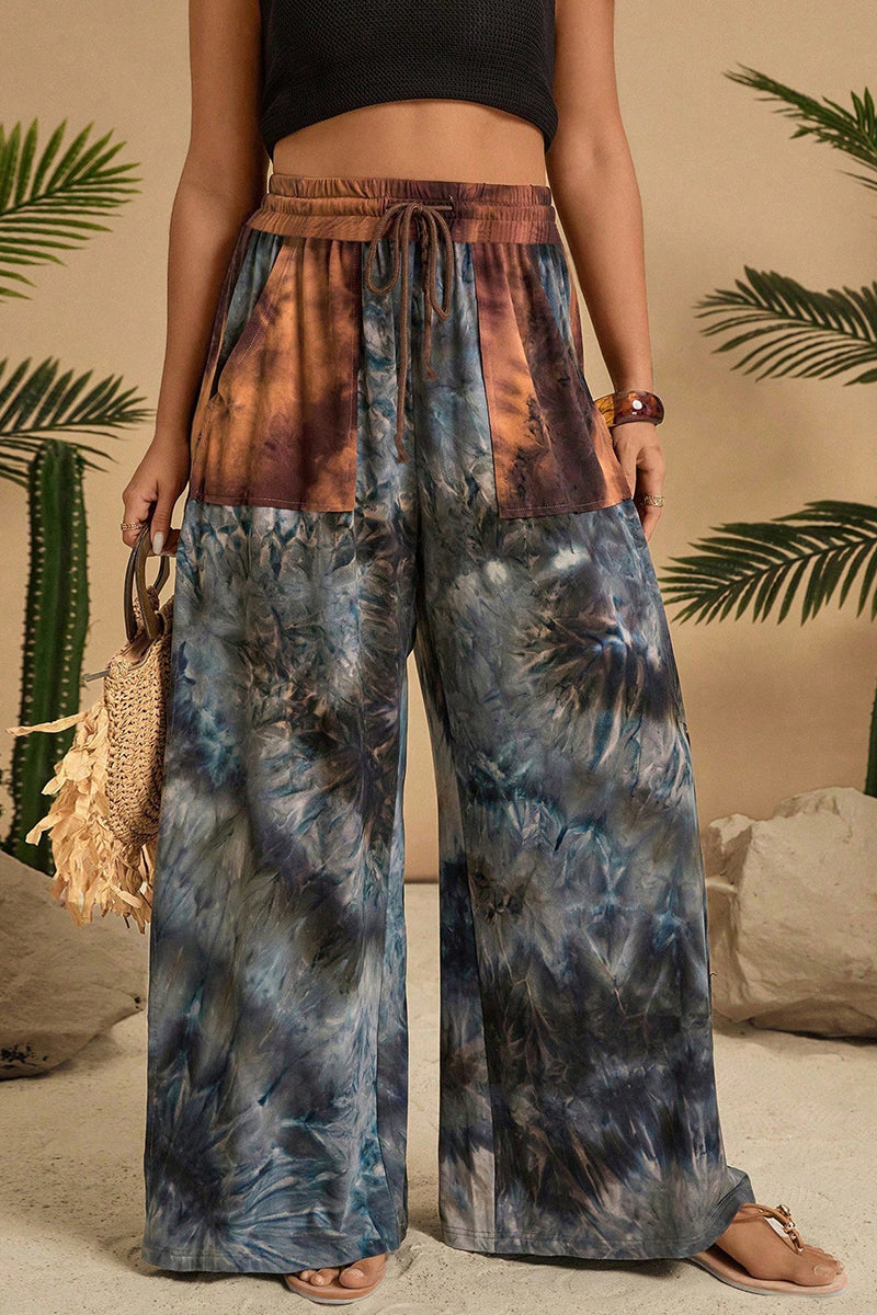 Tie-Dye High-Waisted Casual Pants