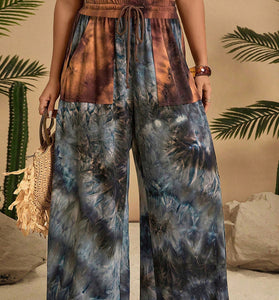 Tie-Dye High-Waisted Casual Pants