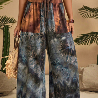 Tie-Dye High-Waisted Casual Pants