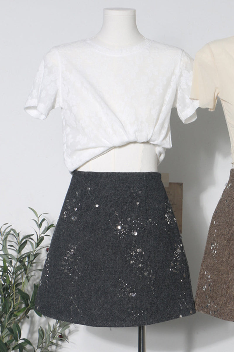 Sparkling Sequin Embellished Mini Skirt