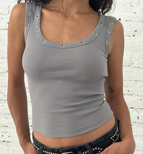 Studded Scoop Neck Tank Top
