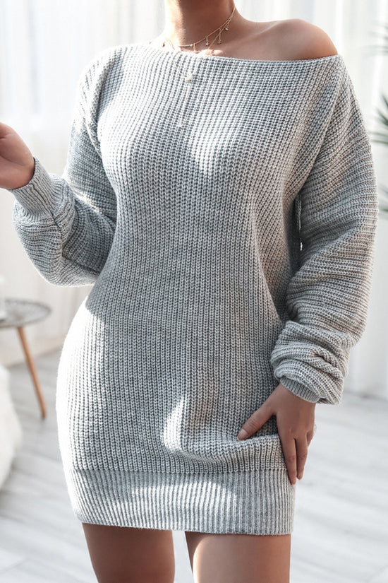 Off-Shoulder Knit Casual Dress