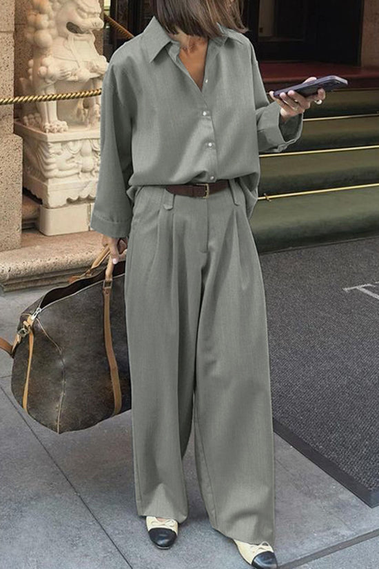 Classic Button-Up Shirt and Pants Set