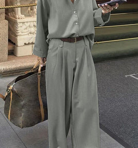 Classic Button-Up Shirt and Pants Set