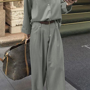 Classic Button-Up Shirt and Pants Set