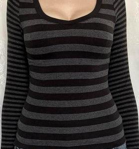 Striped Long Sleeve Scoop Neck Top
