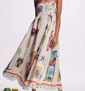 Graphic Print Sleeveless Maxi Dress
