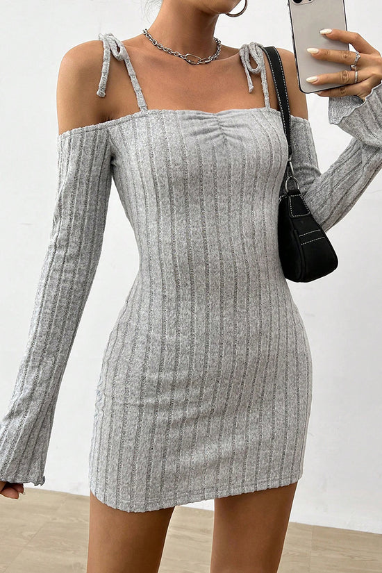 Off-Shoulder Tie Strap Casual Dress