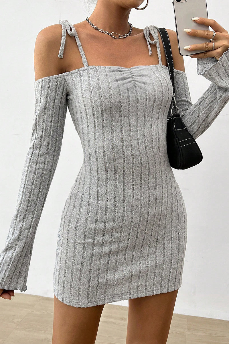 Off-Shoulder Tie Strap Casual Dress