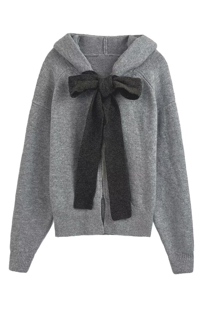 Chic Bow-Tie Hooded Sweatshirt