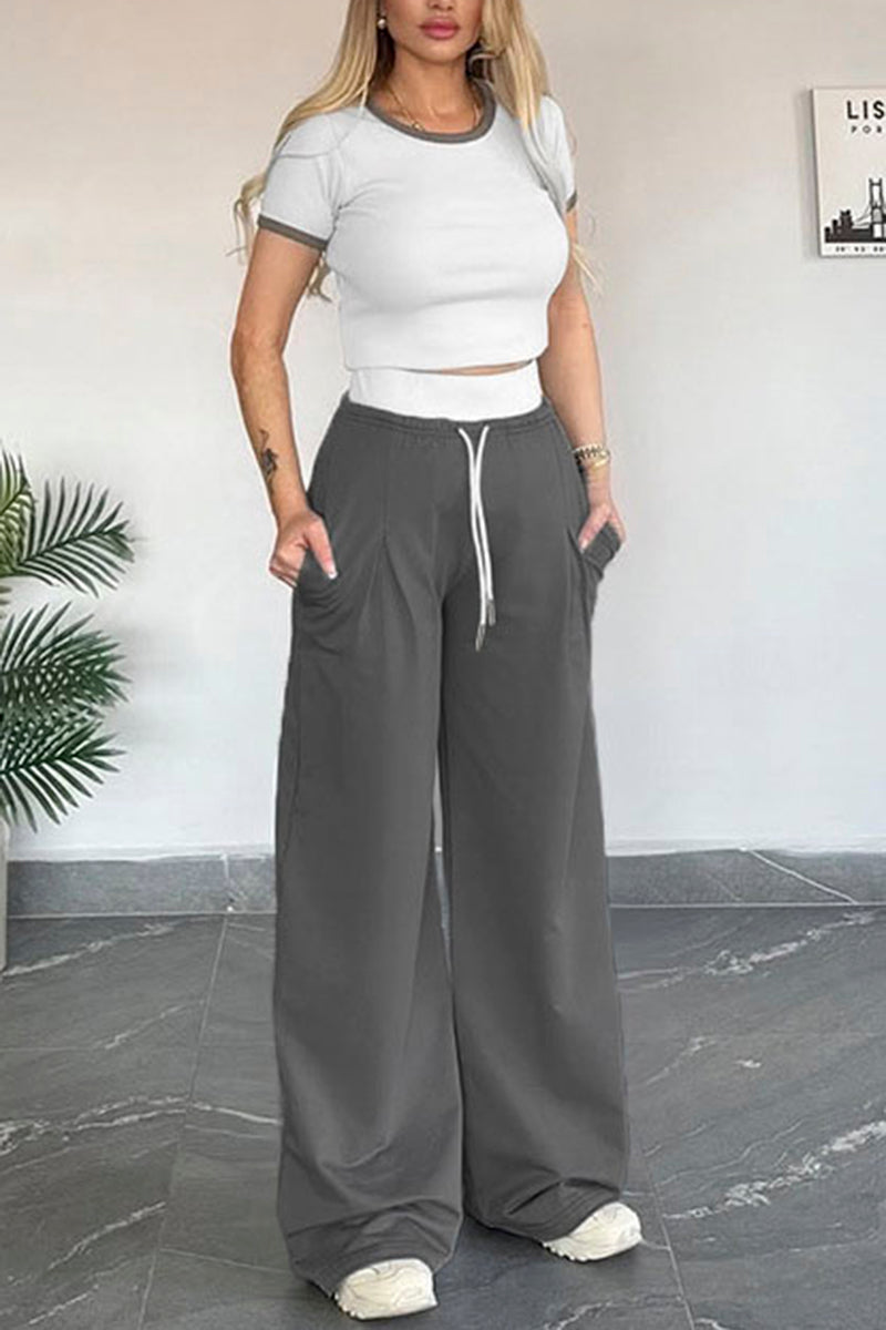 Chic Crop Top and Wide Leg Pants Set