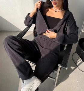 Cozy Zip-Up Hoodie and Wide-Leg Pant Set