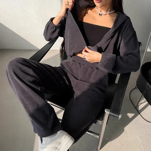 Cozy Zip-Up Hoodie and Wide-Leg Pant Set