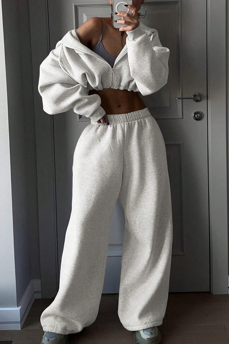 Cozy Cropped Hoodie and Sweatpants Set