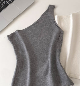 Asymmetric Sleeveless Knit Tank