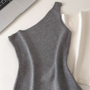 Asymmetric Sleeveless Knit Tank