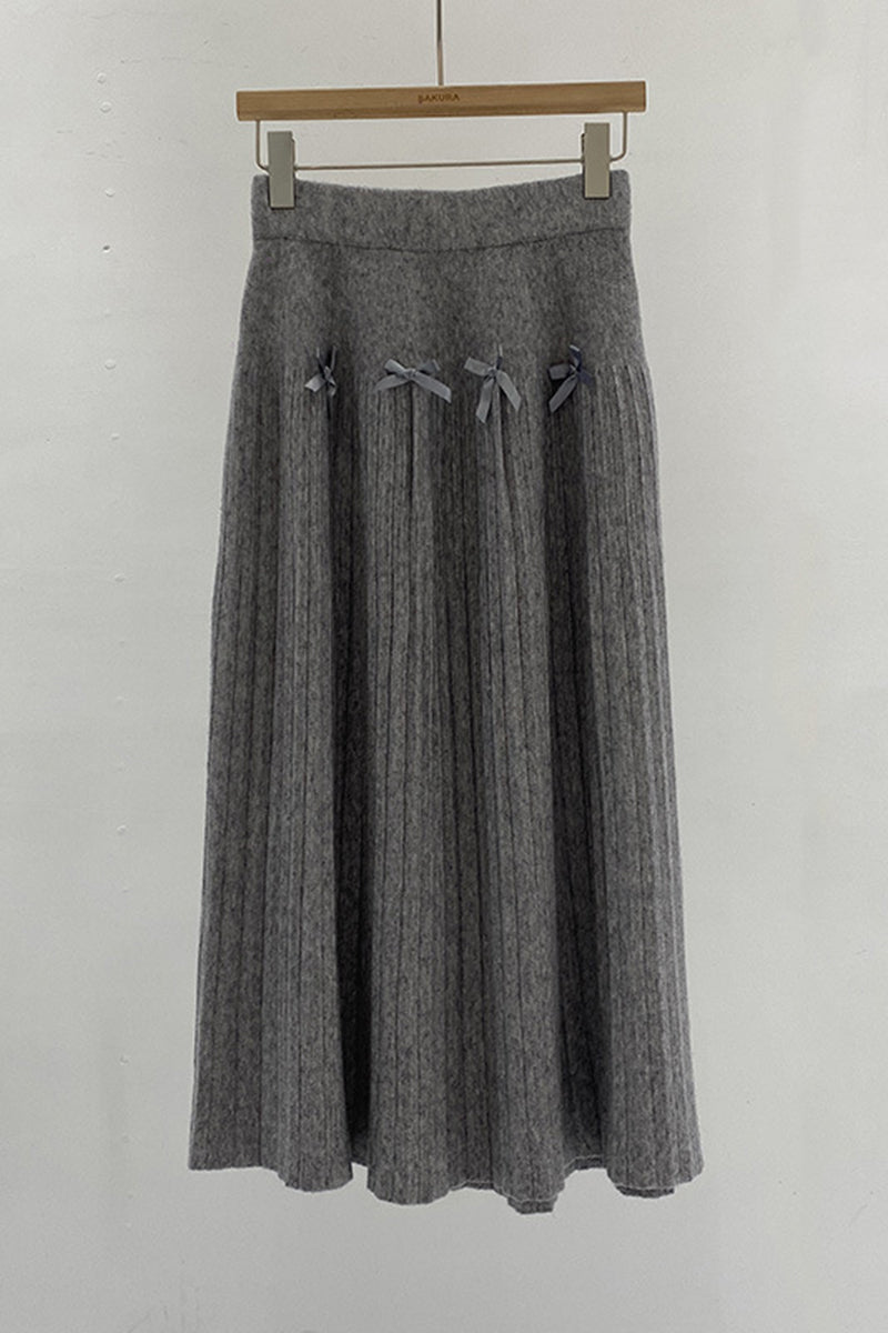 Elegant Bow-Detail Midi Skirt