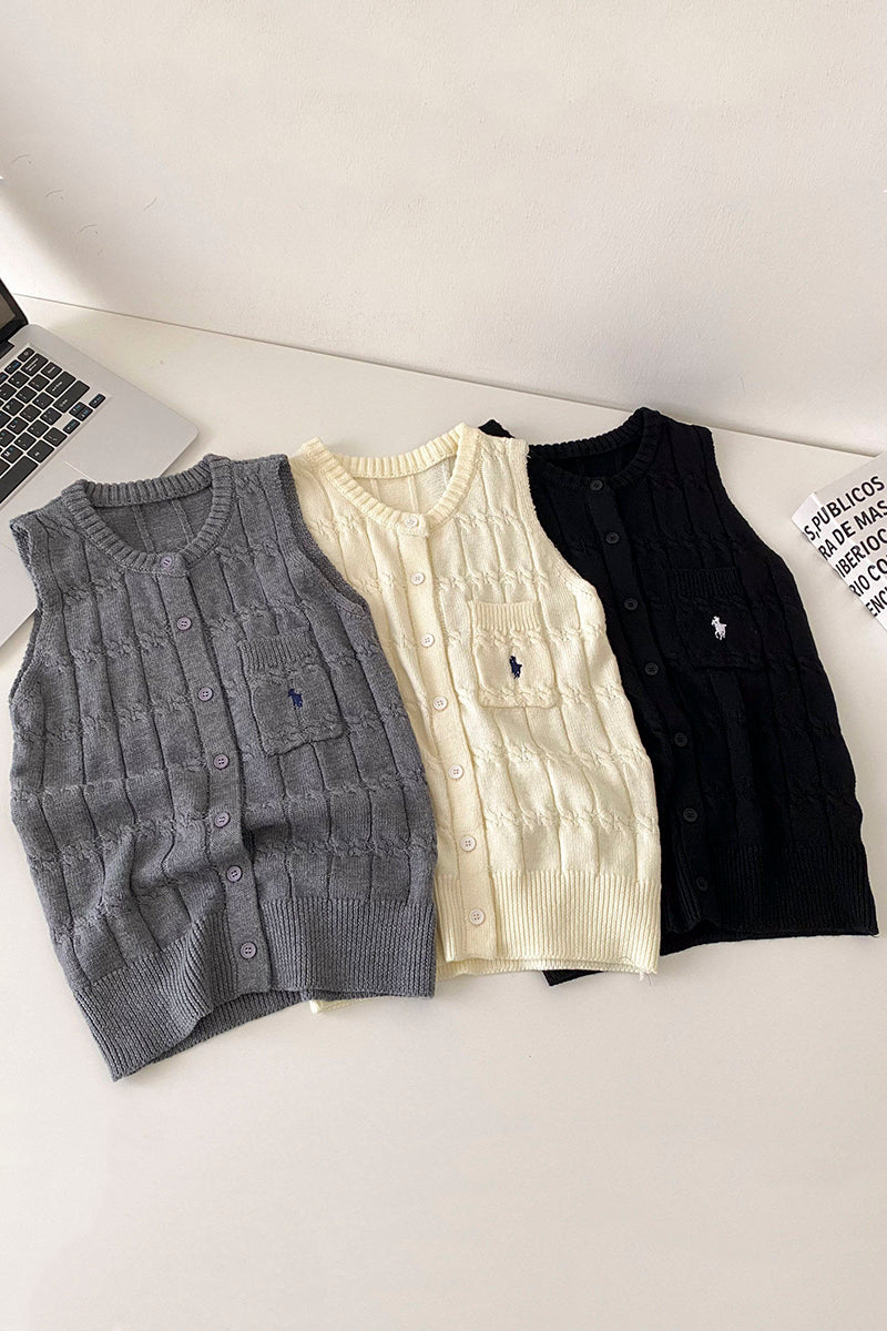 Classic Sleeveless Button-Up Sweater Vest