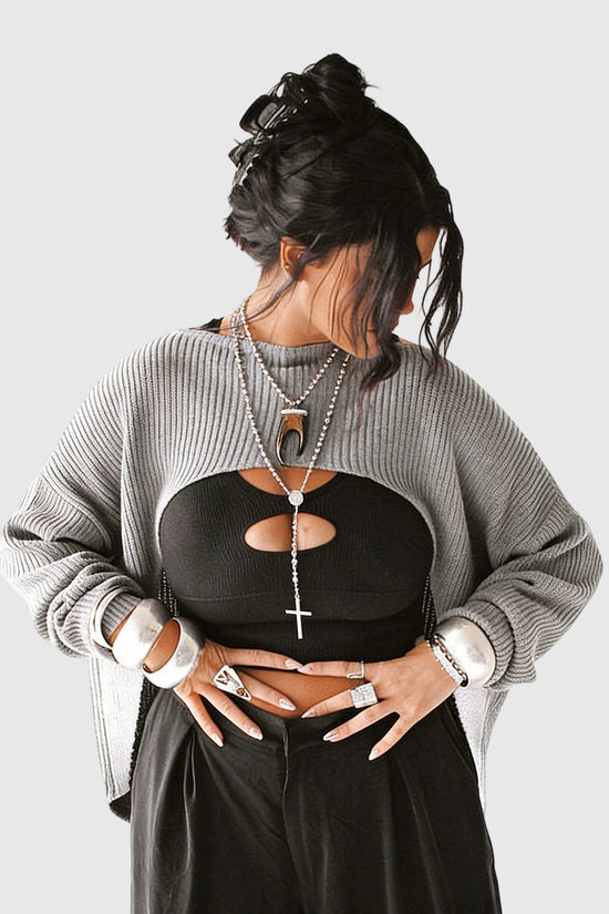 Off-Shoulder Knit Swim Cover-Up