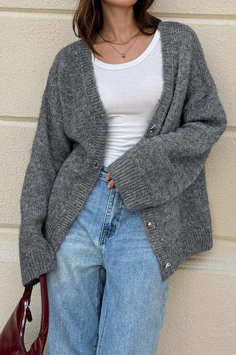 Relaxed Fit Button Front Cardigan