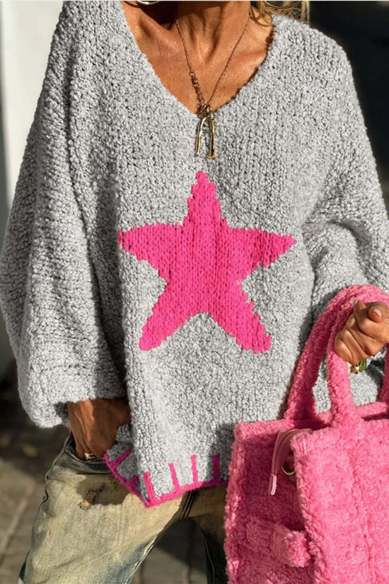 Star Applique Oversized Knit Sweater