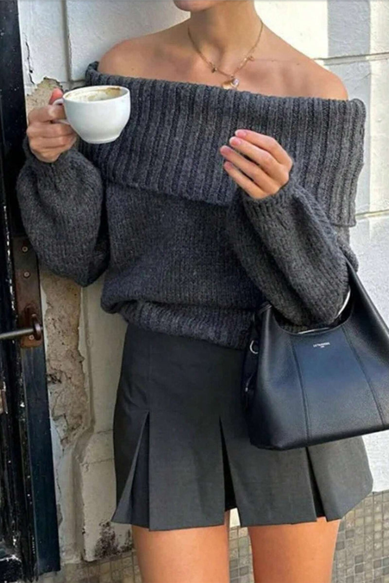 Off-Shoulder Knit Sweater