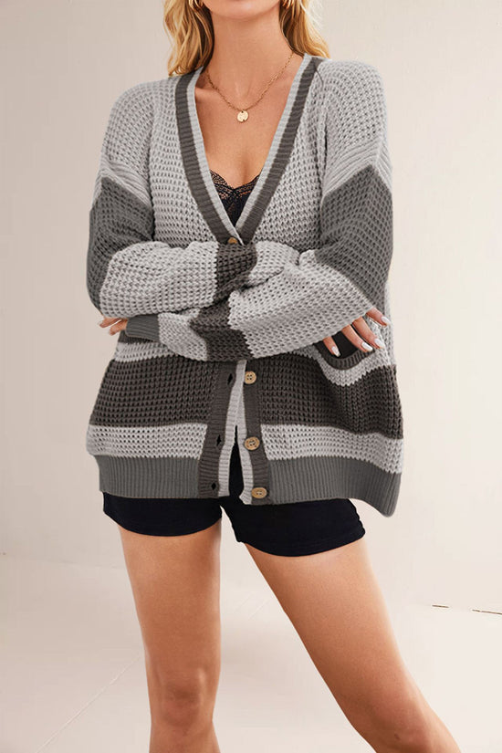 Striped Button-Up Cardigan