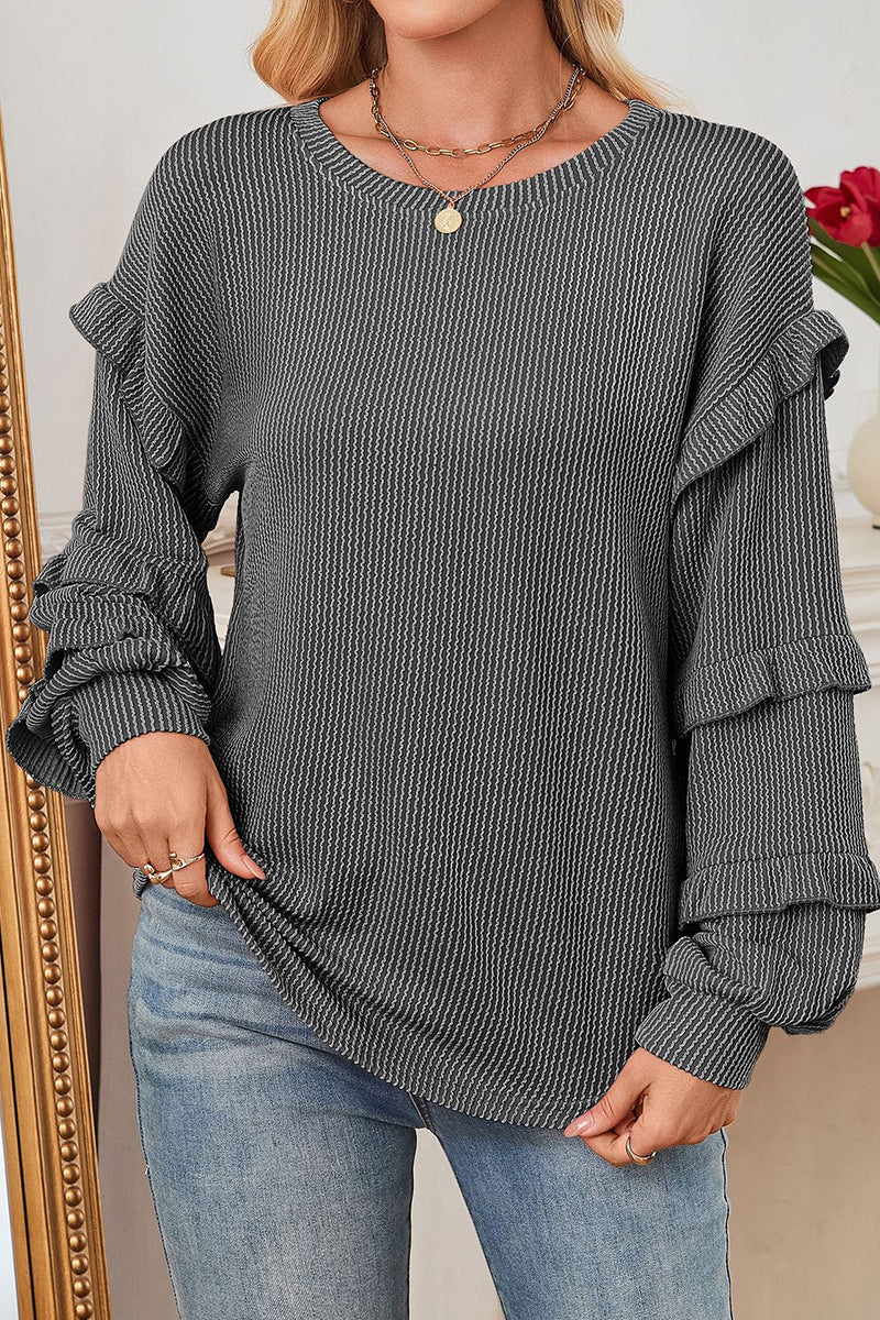 Ruffled Sleeve Casual Top