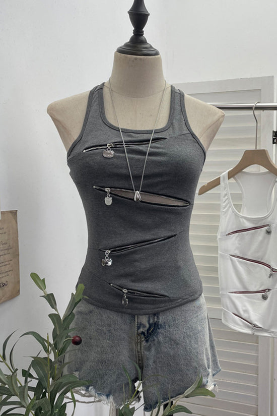 Edgy Zipper Detail Tank Top