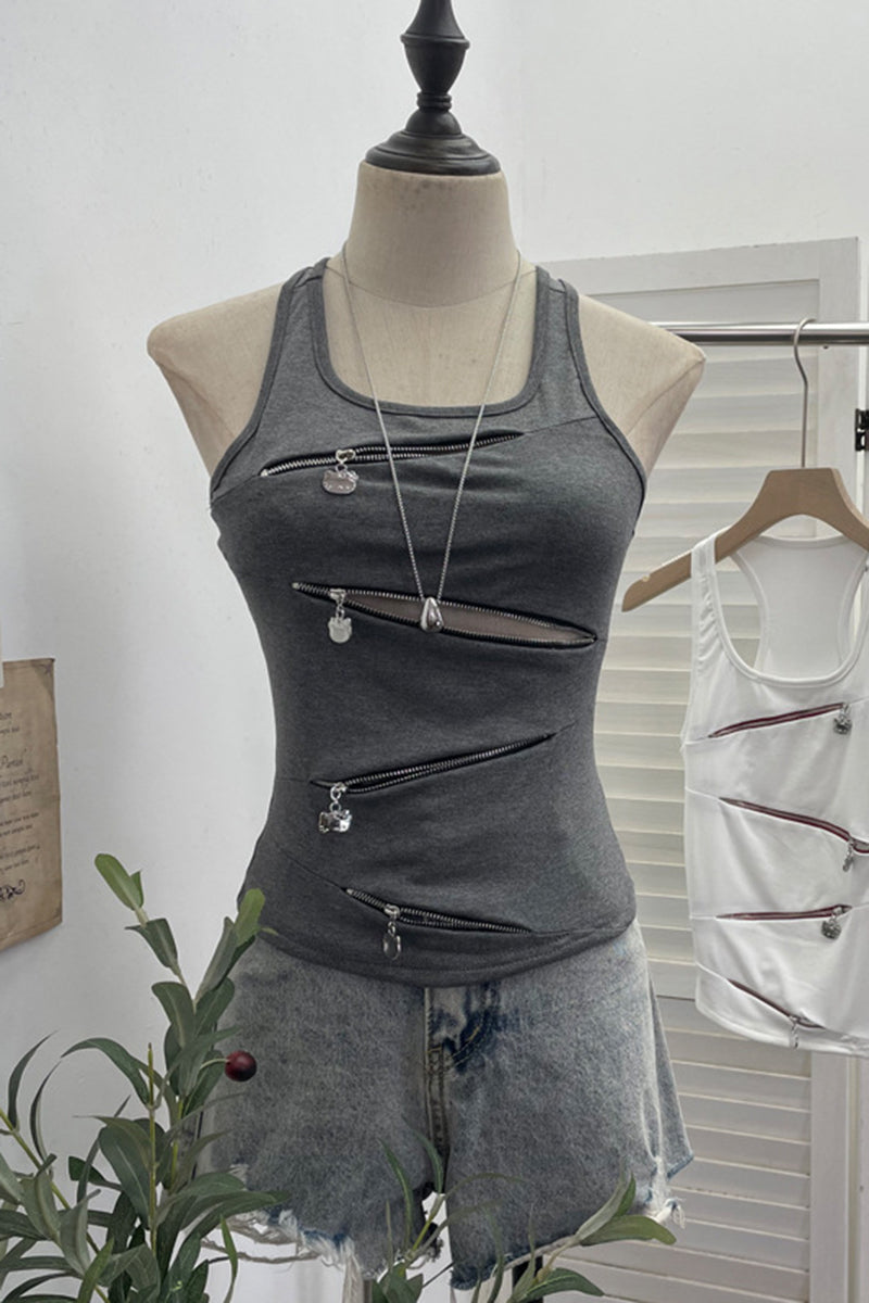 Edgy Zipper Detail Tank Top