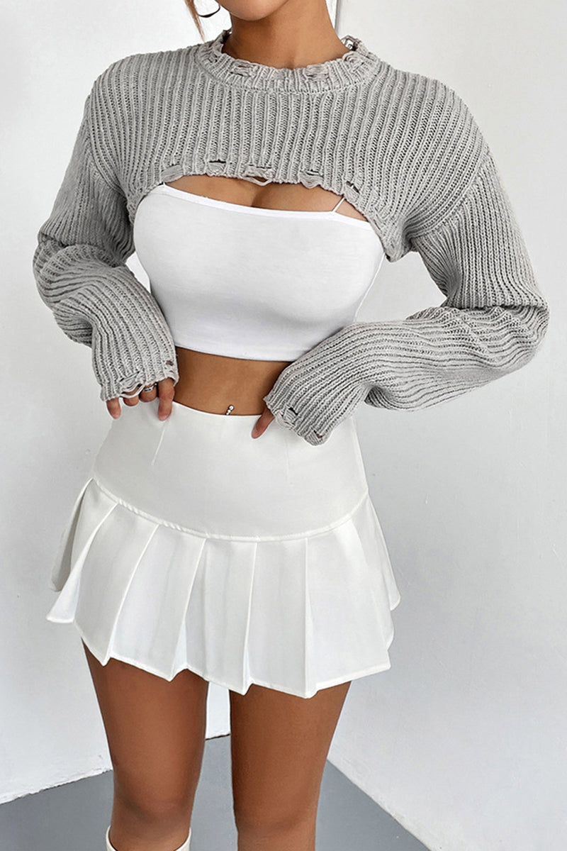 Chic Cutout Sweater with Long Sleeves